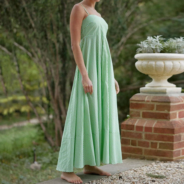 Robe longue à fines bretelles et à rayures pour femme - Alvera