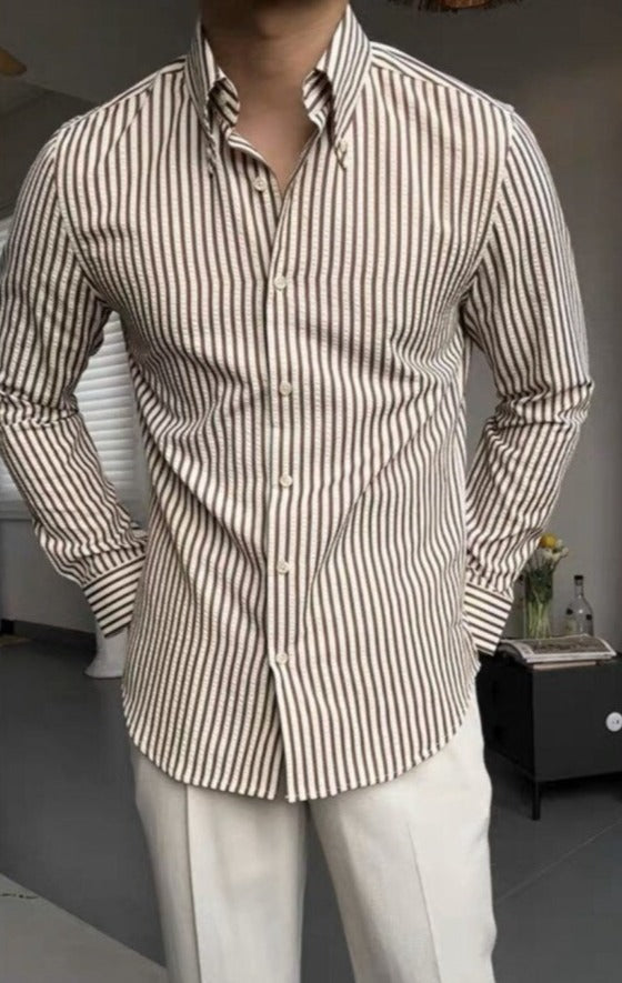 Chemise rayée à coupe italienne pour hommes - Savino