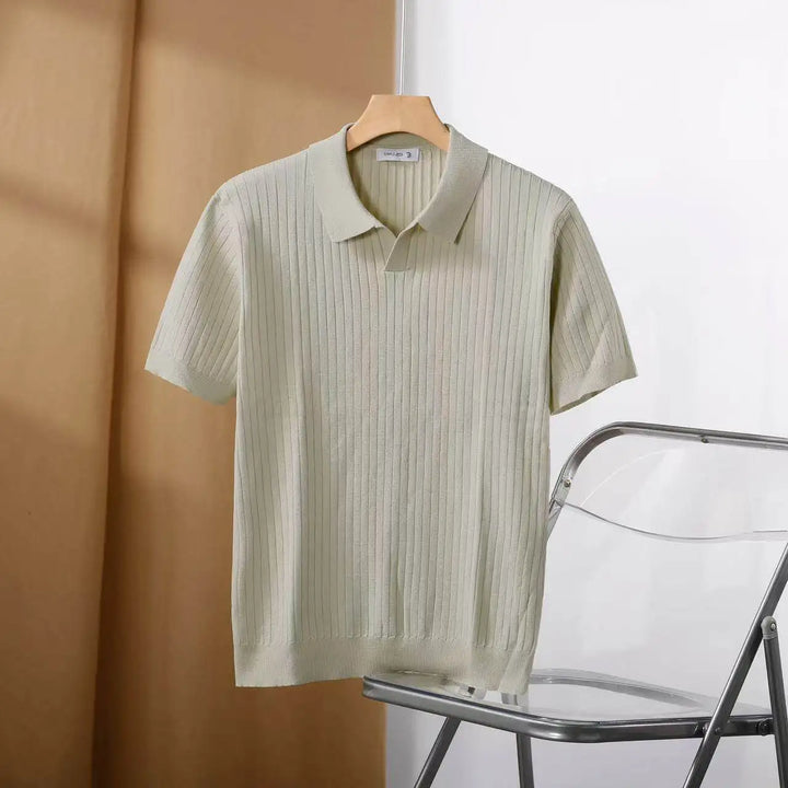 Polo homme slim fit à texture verticale et à col large - Darel
