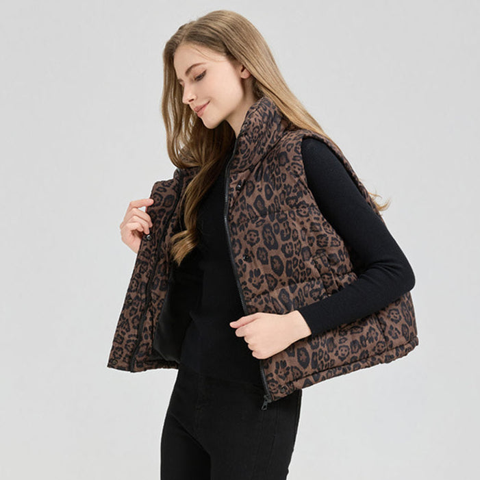 Gilet matelassé imprimé animal pour femme - Alisanne