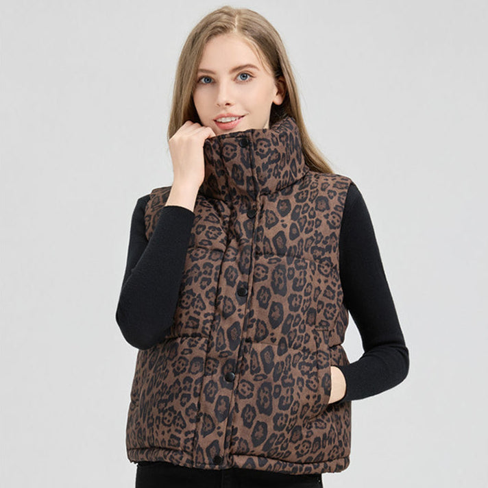 Gilet matelassé imprimé animal pour femme - Alisanne