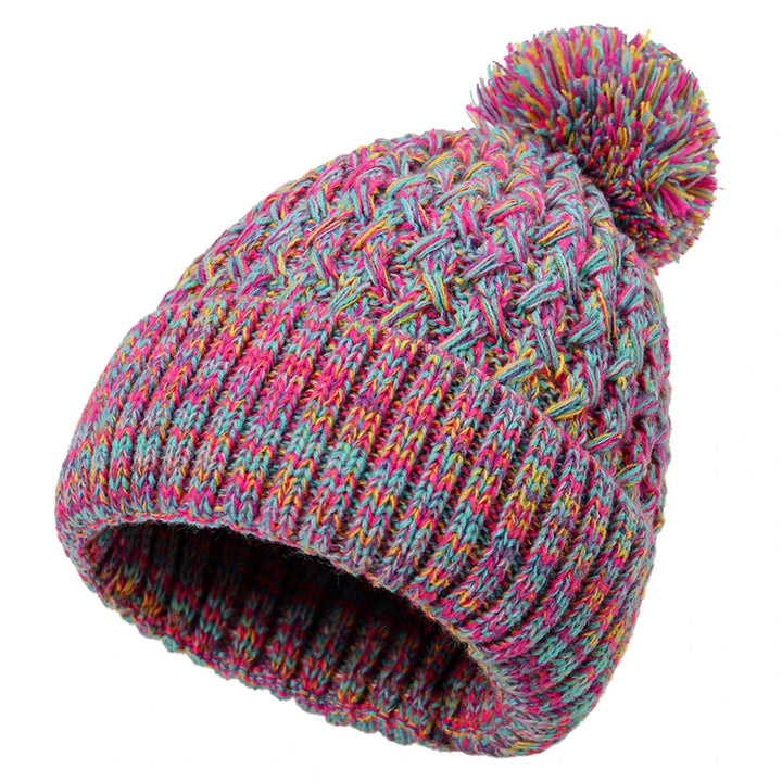 Bonnet tricoté à une couche pour femmes avec pompon - Kireva