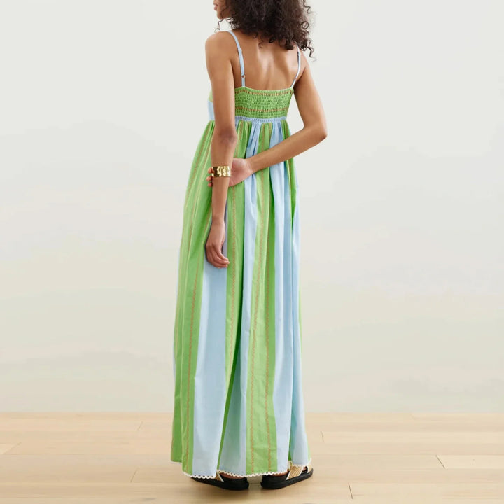 Robe longue à fines bretelles et à rayures pour femme - Liora
