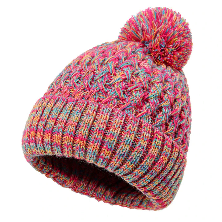 Bonnet tricoté à une couche pour femmes avec pompon - Kireva