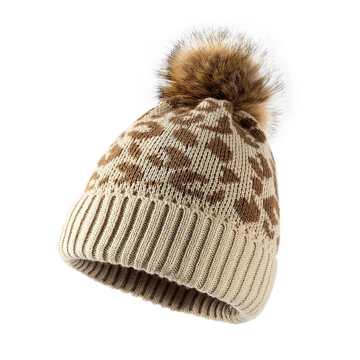 Bonnet tricoté simple couche pour femme avec pompon - Zireon