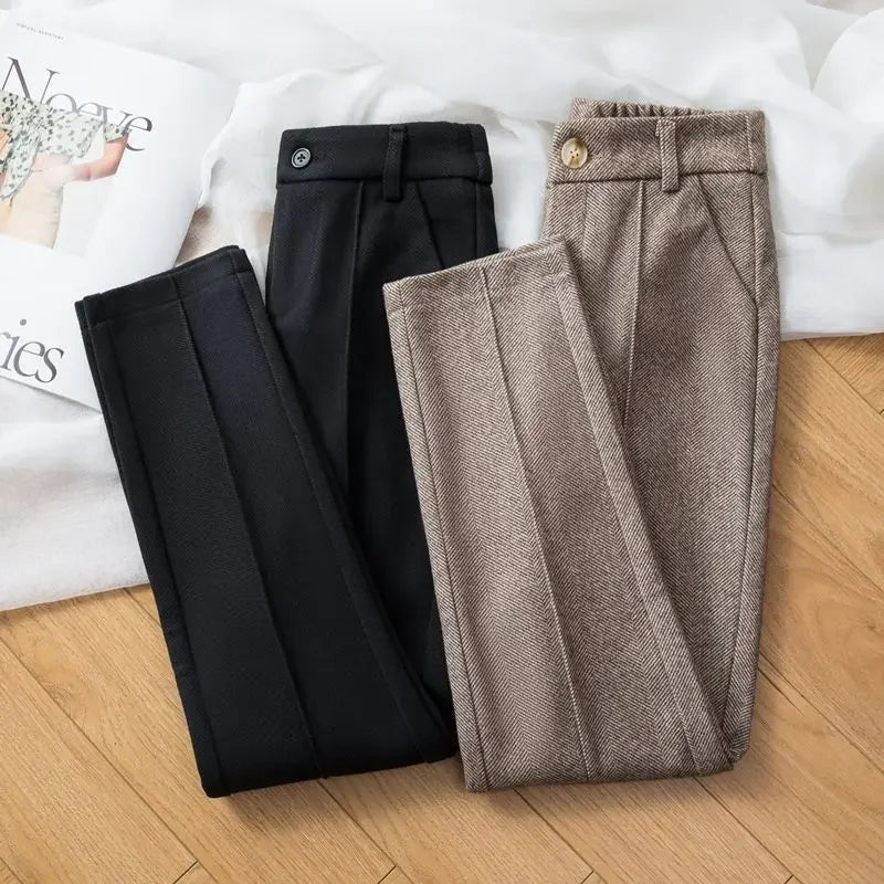 Pantalon taille haute en laine pour femme - Selvia