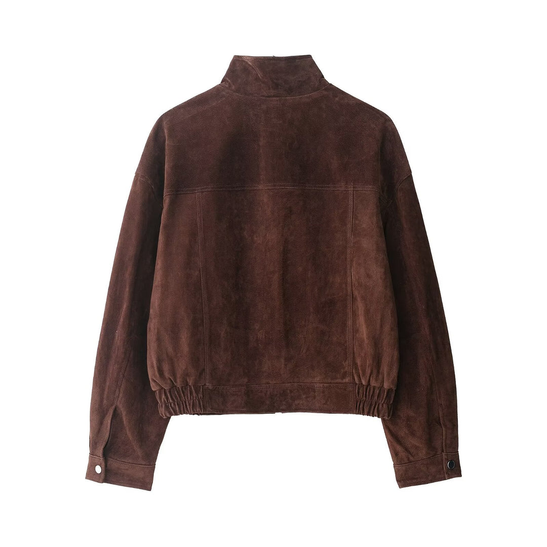 Veste en daim pour femme avec poches sur le devant - Mireane