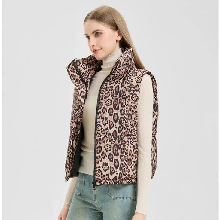 Gilet matelassé imprimé animal pour femme - Alisanne