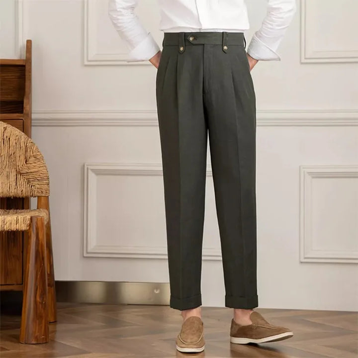 Pantalon droit à pinces et taille haute pour homme - Adrien