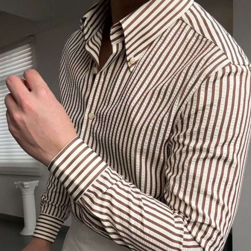 Chemise rayée à coupe italienne pour hommes - Savino