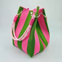 Sac seau tissé pour femmes avec motif de rayures printemps-été