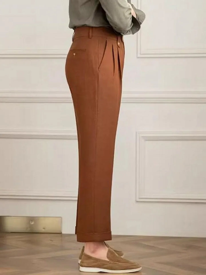 Pantalon droit à pinces et taille haute pour homme - Adrien