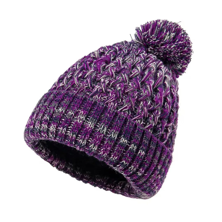 Bonnet tricoté à une couche pour femmes avec pompon - Kireva