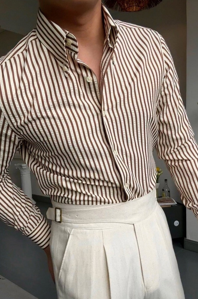 Chemise rayée à coupe italienne pour hommes - Savino