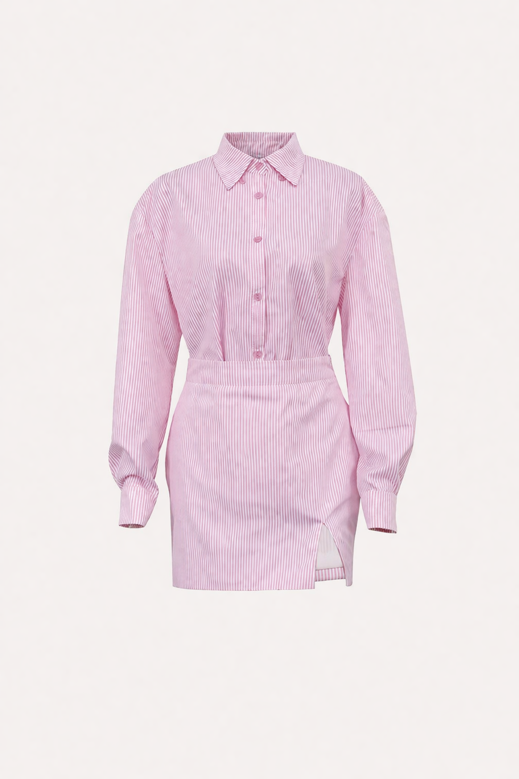 Ensemble chemise et jupe à rayures de style urbain pour femmes - Ximena