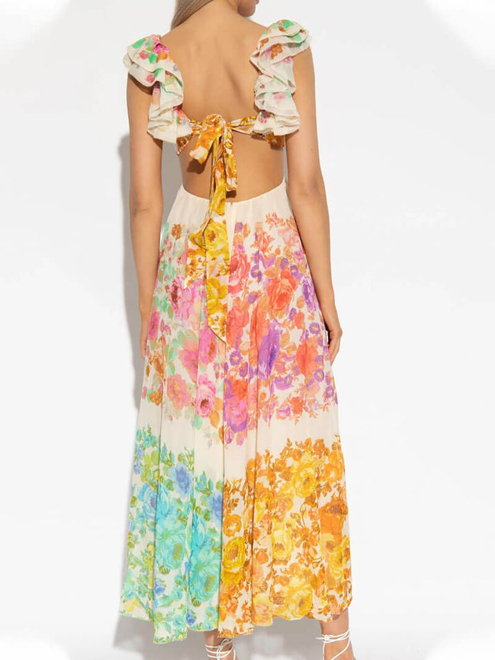Robe longue bohème à imprimé multicolore pour femme - Rhoswen