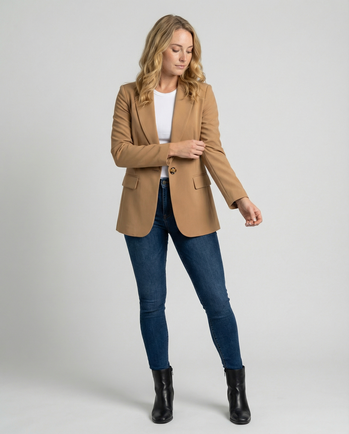 Blazer classique à revers ajusté et à boutons pour femmes - Irmina