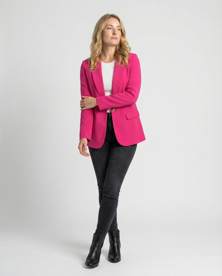 Blazer classique à revers ajusté et à boutons pour femmes - Irmina