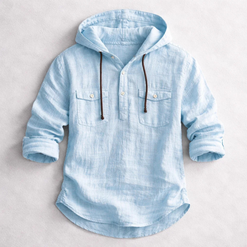 Chemise en lin à capuche à manches longues pour hommes - Ralph