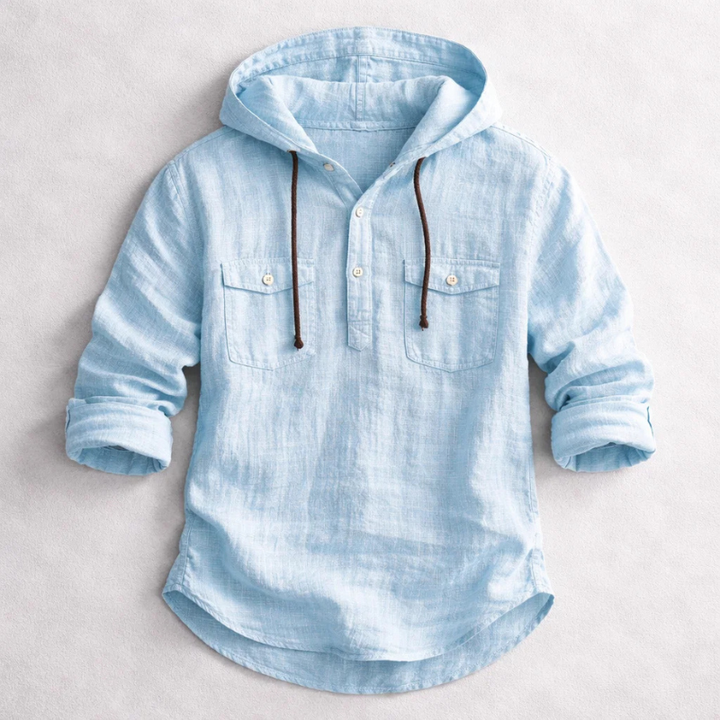 Chemise en lin à capuche à manches longues pour hommes - Ralph