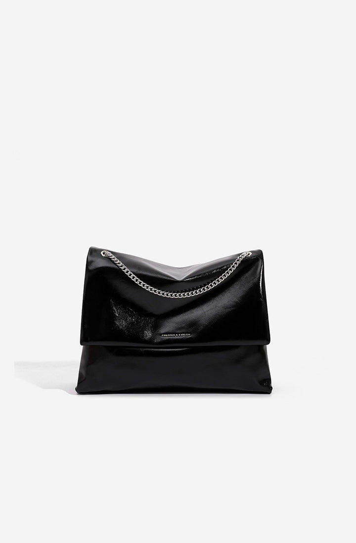 Sac à bandoulière pour femme avec rabat et chaîne en métal