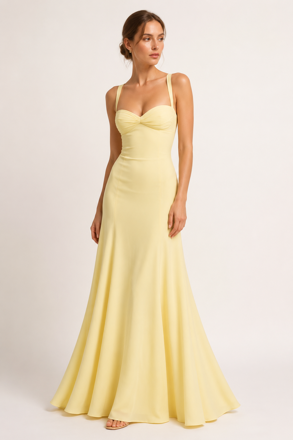 Robe longue pour invitée de mariage, avec décolleté en cœur et jupe évasée - Ingrid