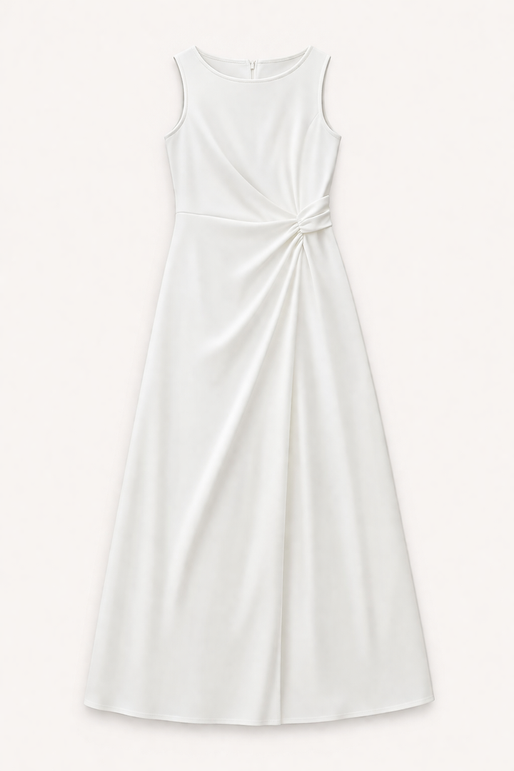 Robe longue ajustée avec drapé latéral et fente pour femmes - Helga