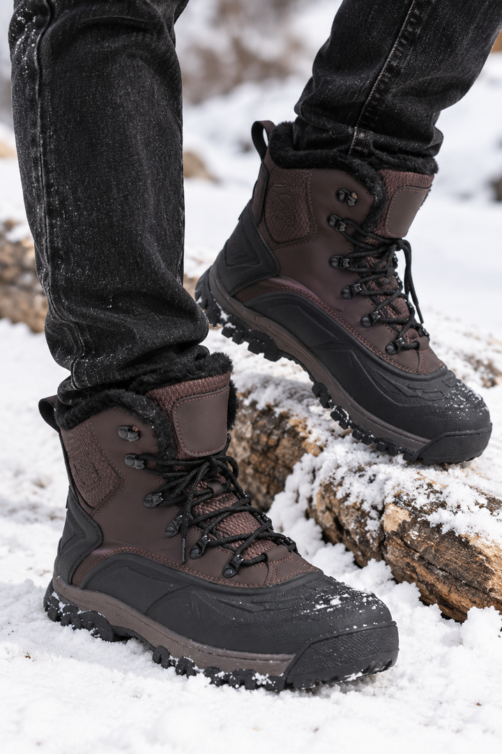 Bottes de neige homme montantes lacets crochets métalliques semelle crantée - Vardek