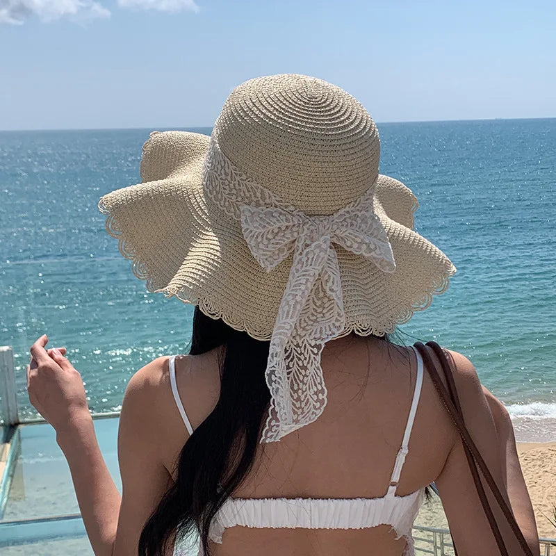 Chapeau de paille chic avec mode dentelle