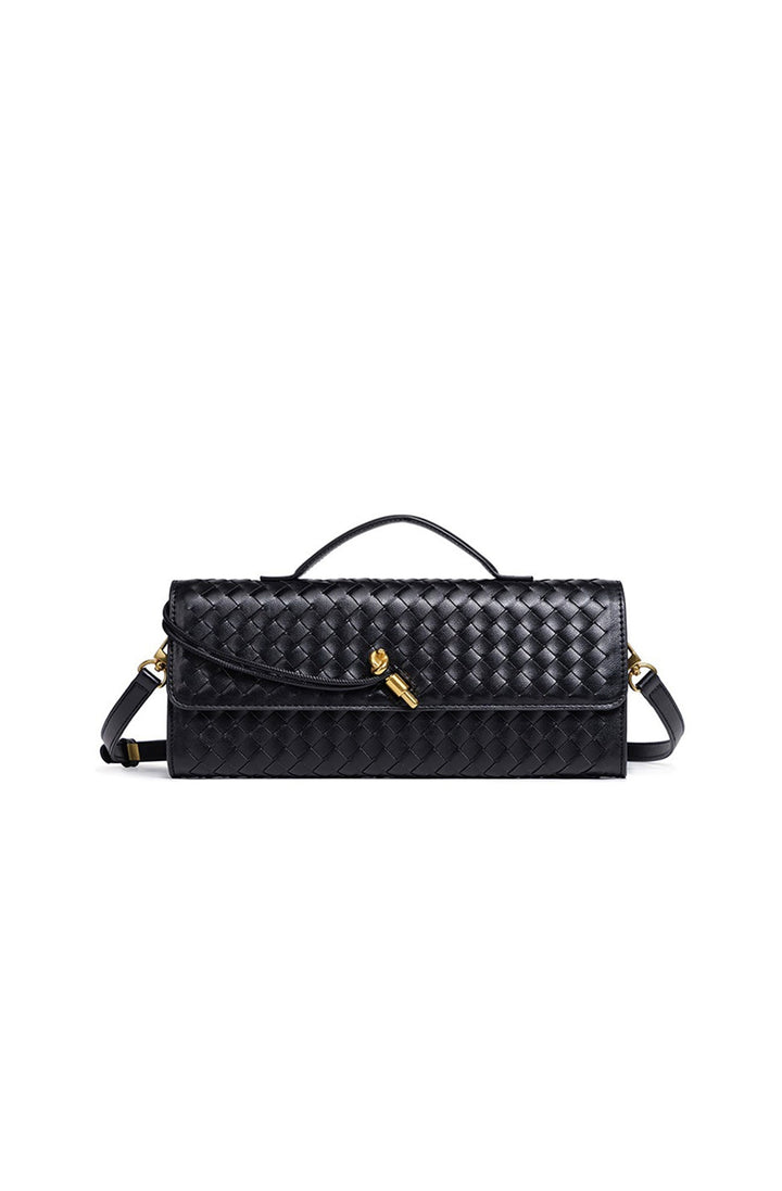 Sac baguette pour femme avec texture tissée et bandoulière réglable