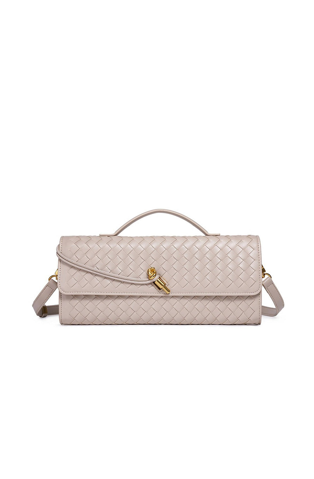 Sac baguette pour femme avec texture tissée et bandoulière réglable