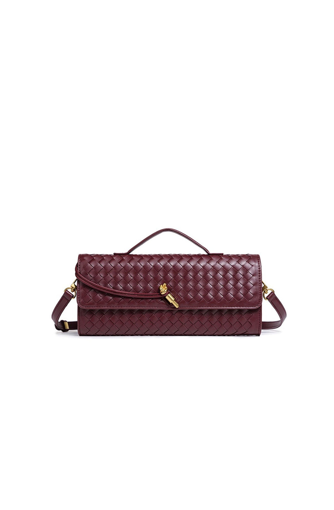 Sac baguette pour femme avec texture tissée et bandoulière réglable
