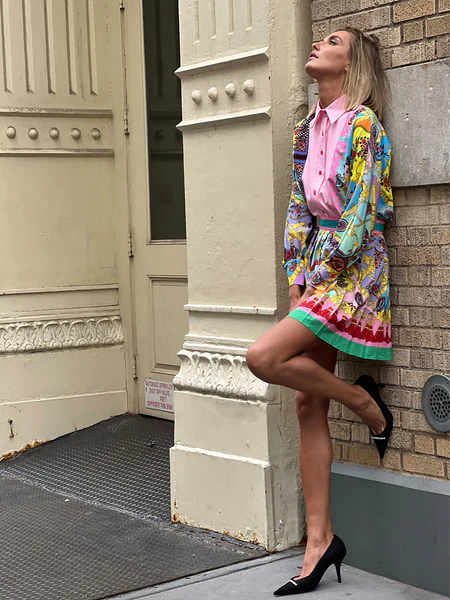 Ensemble imprimé jupe plissée pour femme - Bianca