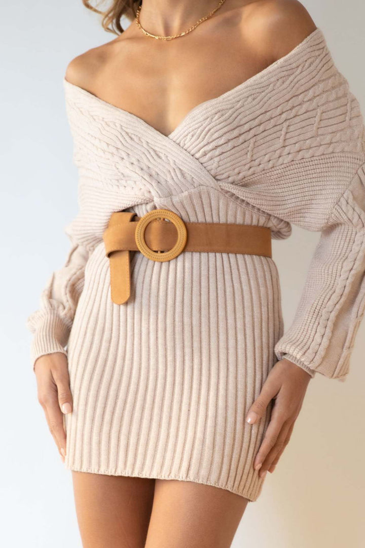 Robe en maille à encolure croisée pour femme - Ragnheidr