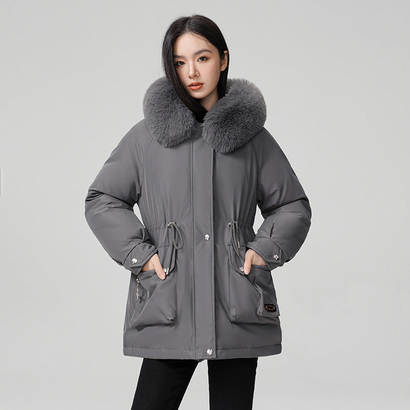 Manteau matelassé pour femme avec col en fourrure synthétique - Mirela