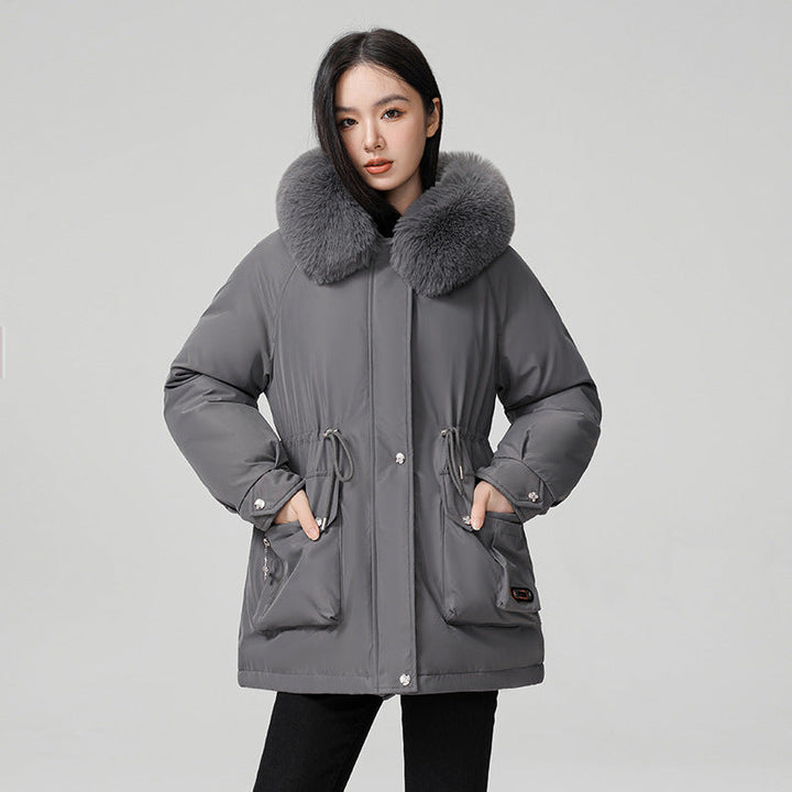 Manteau matelassé pour femme avec col en fourrure synthétique - Mirela
