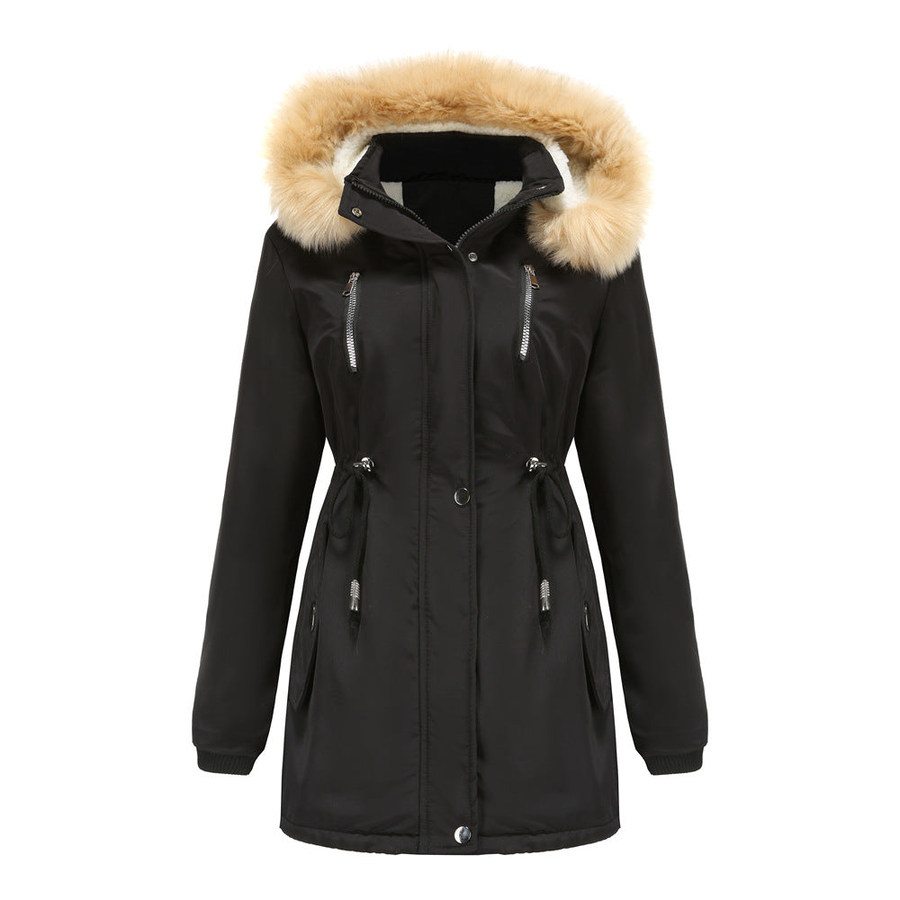 Manteau femme avec capuche amovible à effet thermique - Lyrane
