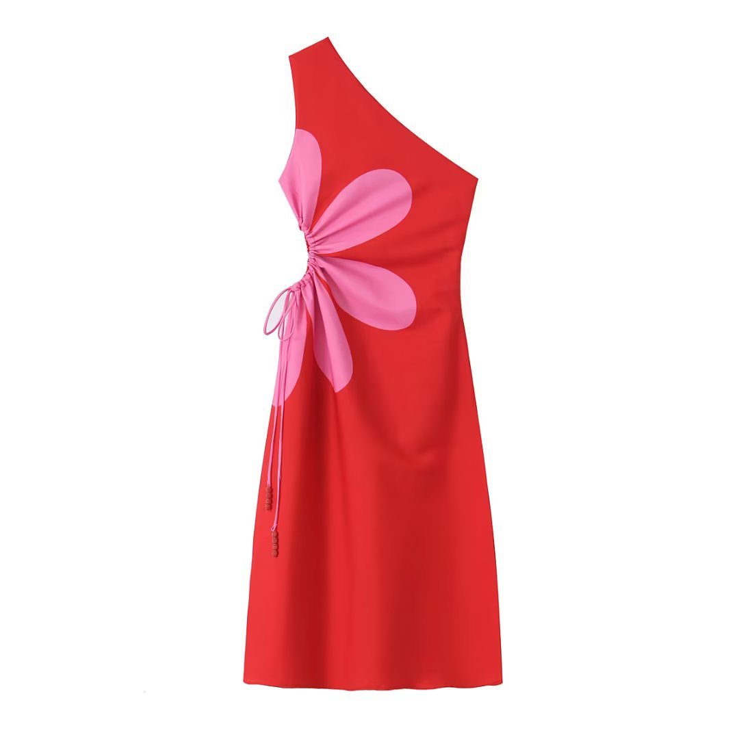 Robe longue à une épaule à imprimé floral pour femmes - Serena