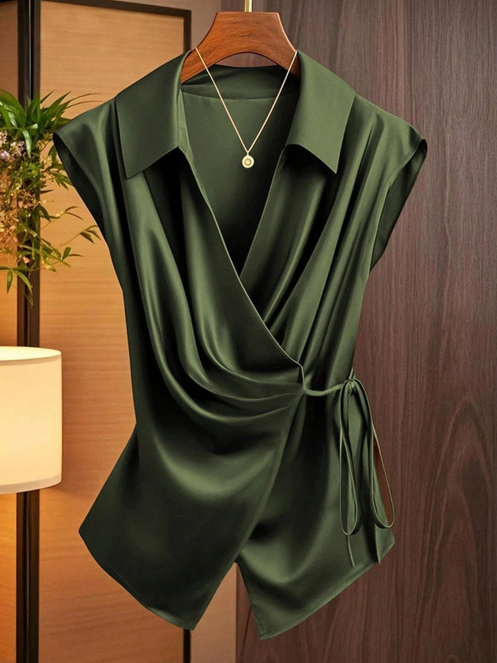 Top croisé en satin pour femmes - Freja
