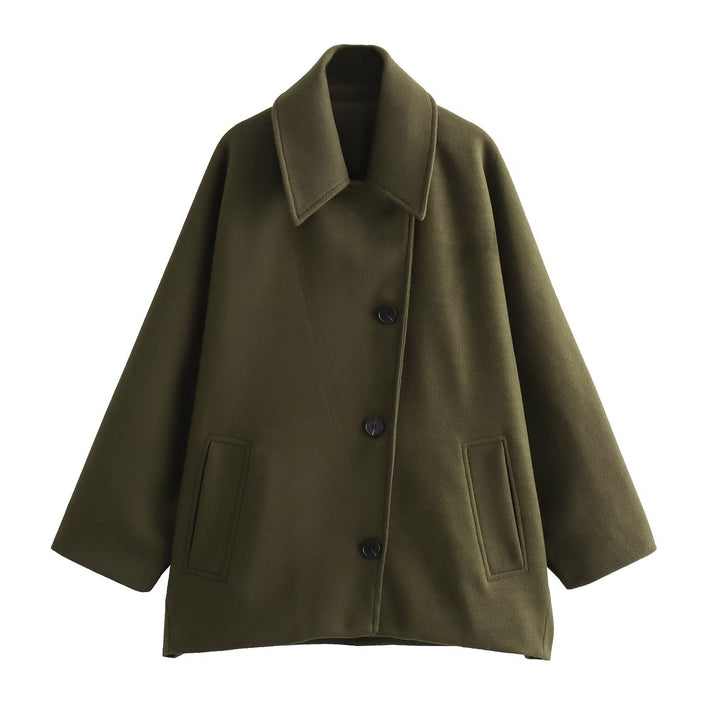 Manteau court en laine avec col polo - Noelle