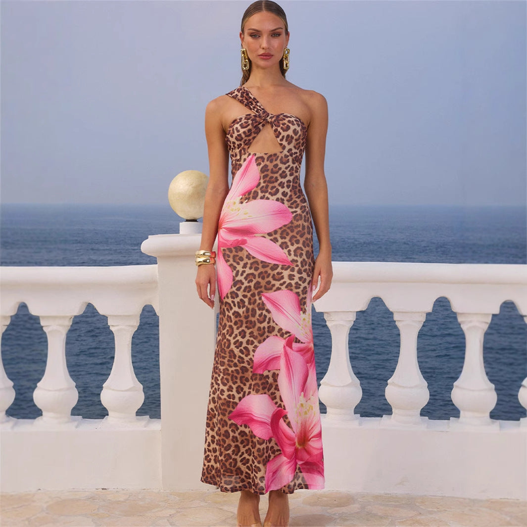 Robe longue à imprimé floral et animalier pour femme - Calira