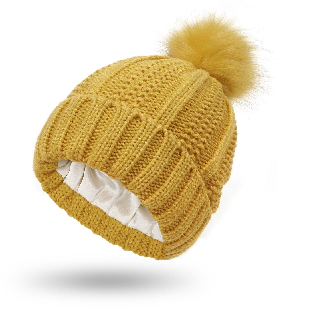 Bonnet tricoté pour femme avec pompon - Daitonna
