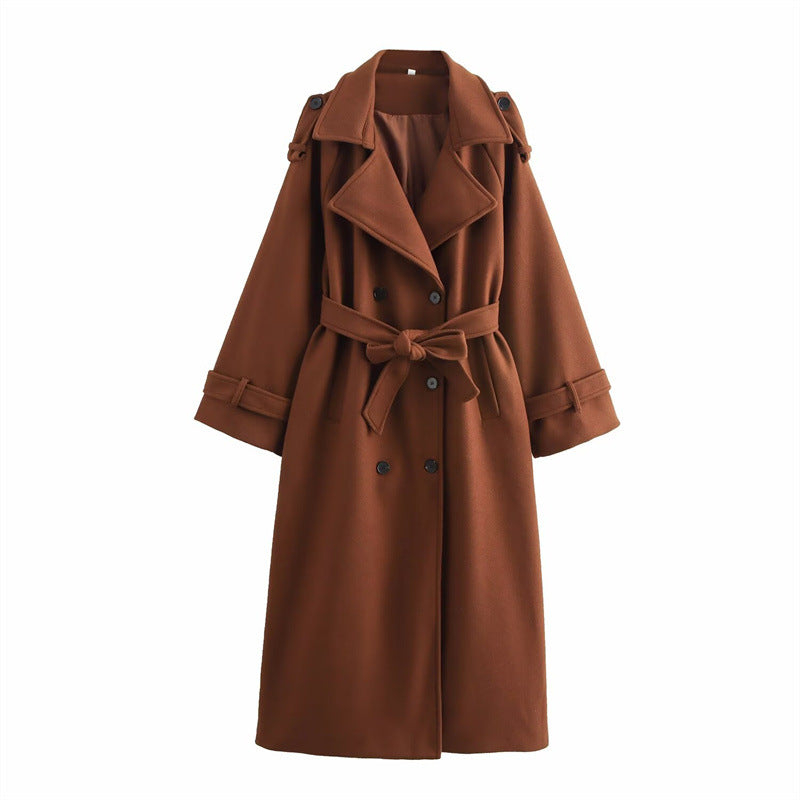Manteau croisé en laine mi-long pour femme - Elviane