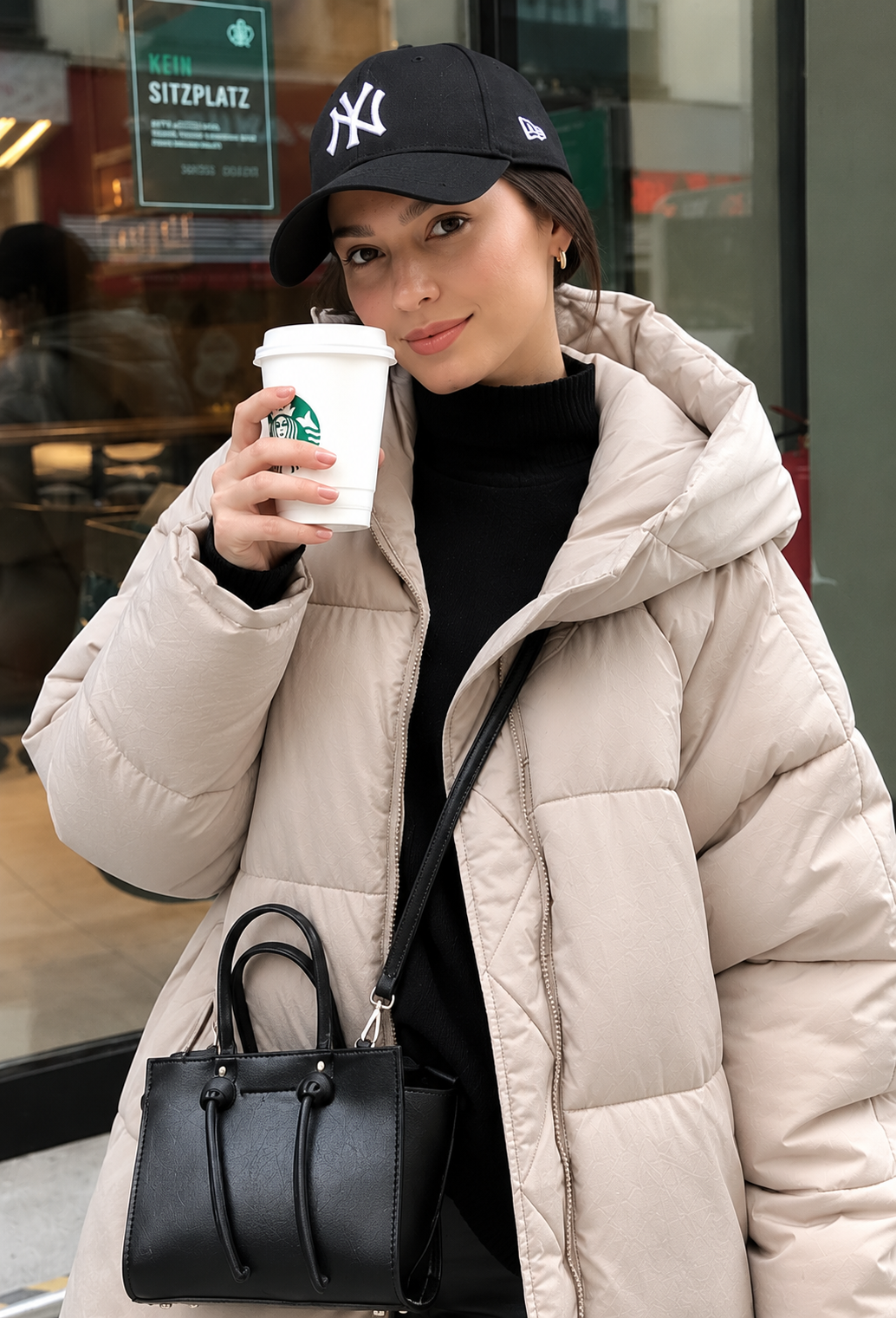 Manteau matelassé long femme à capuche, coupe oversize pour l&