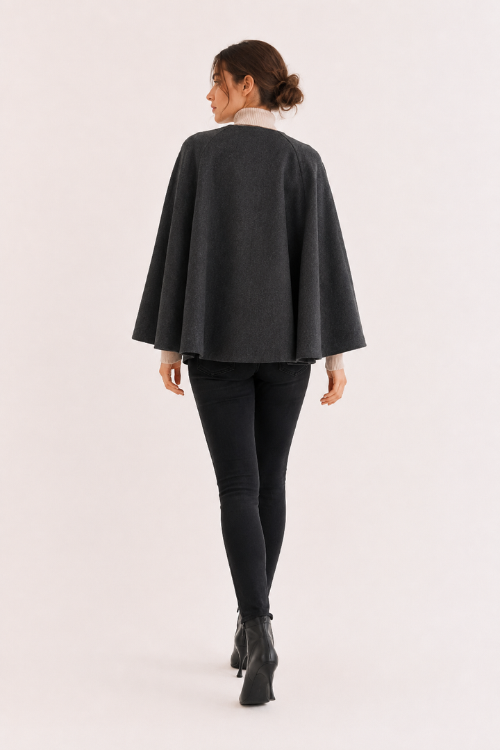 Manteau-cape court pour femme, à devant ouvert et manches larges - Tiffany