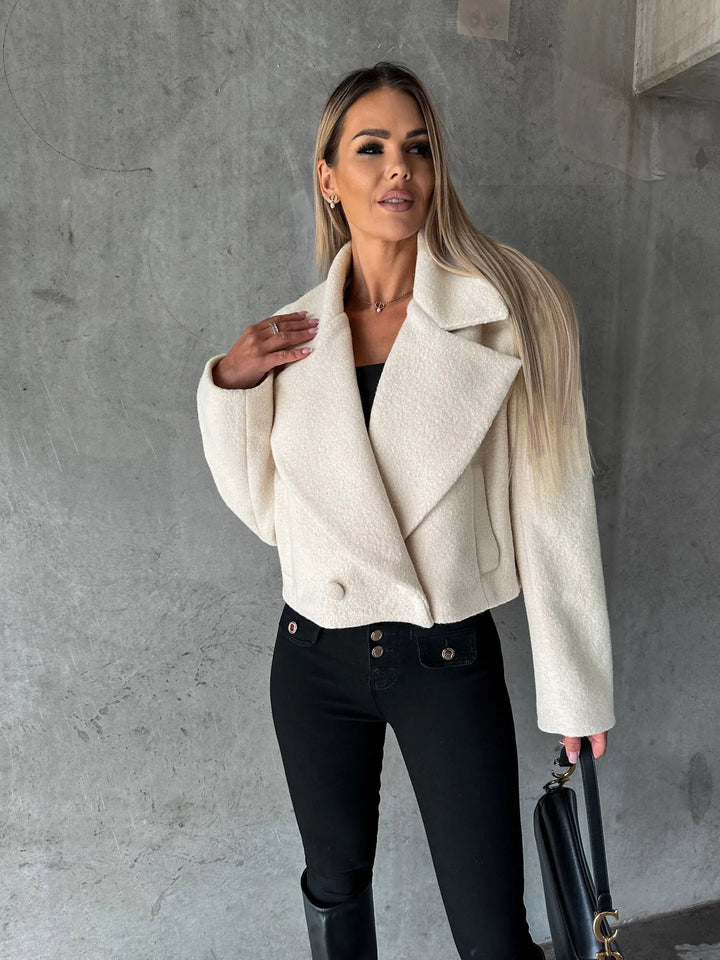 Manteau court pour femme à revers et coupe oversize - Annika