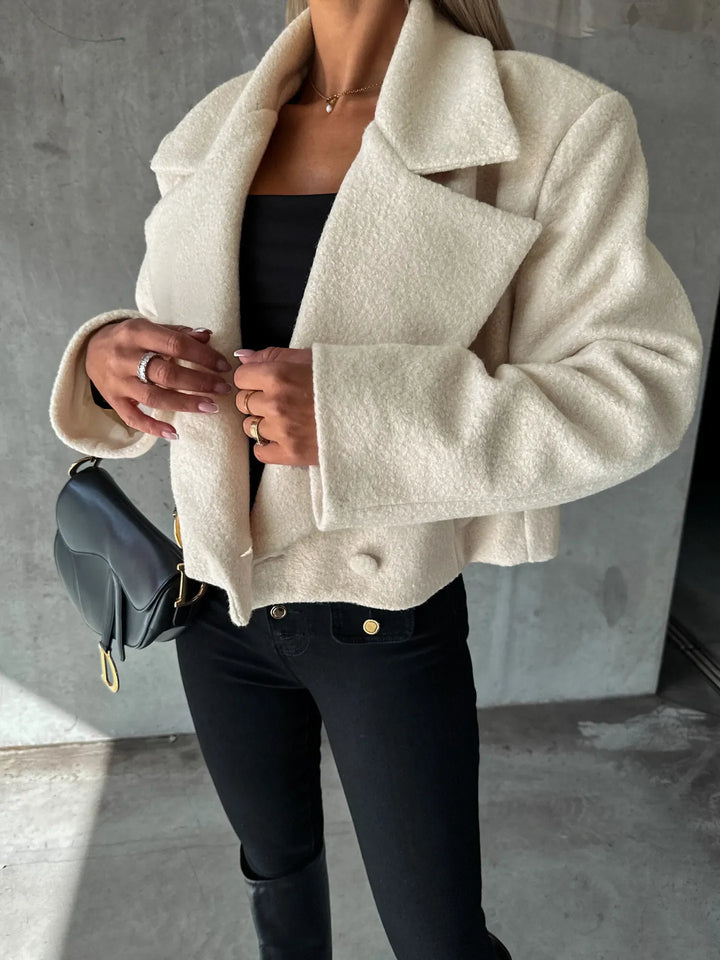 Manteau court pour femme à revers et coupe oversize - Annika
