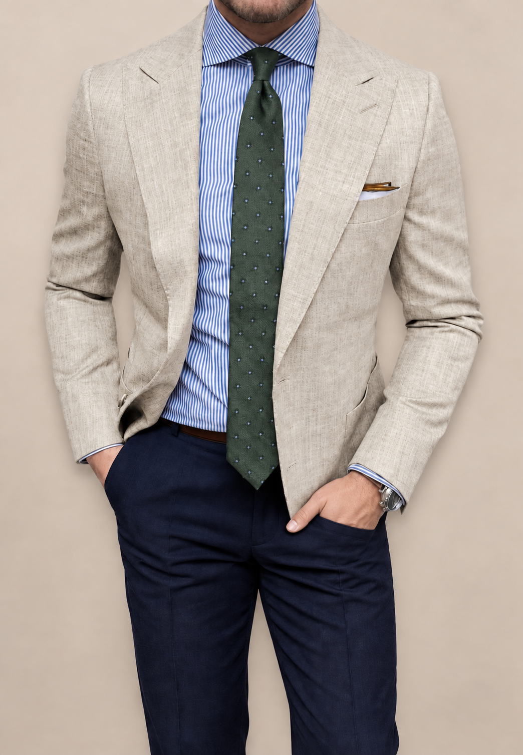 Veste américaine pour homme cintrée à deux boutons, en tissu texturé - Alrik