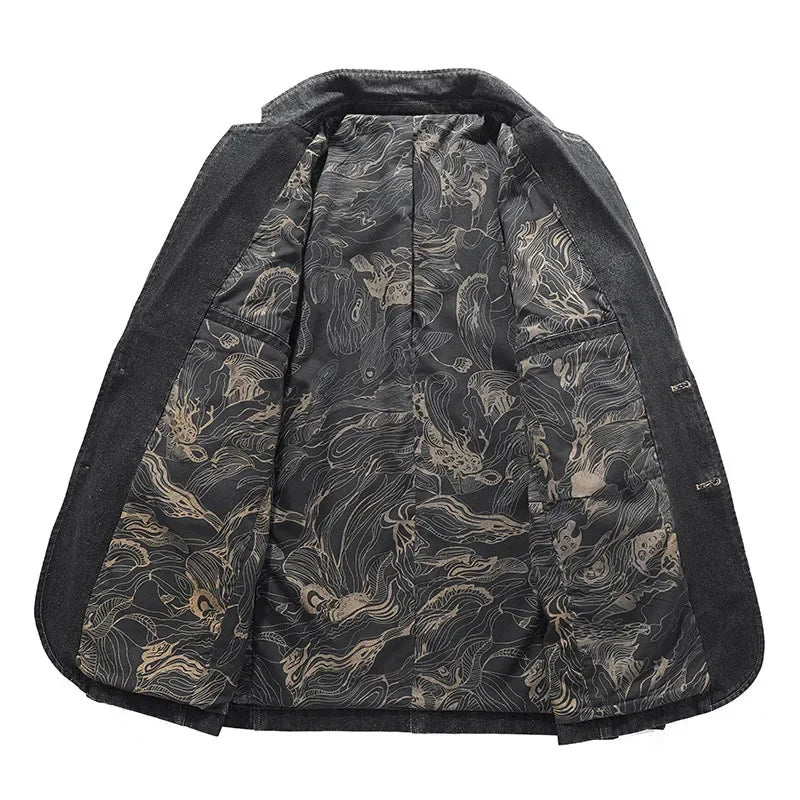Veste en jean pour homme, effet délavé, détails usés, deux boutons - Ivar