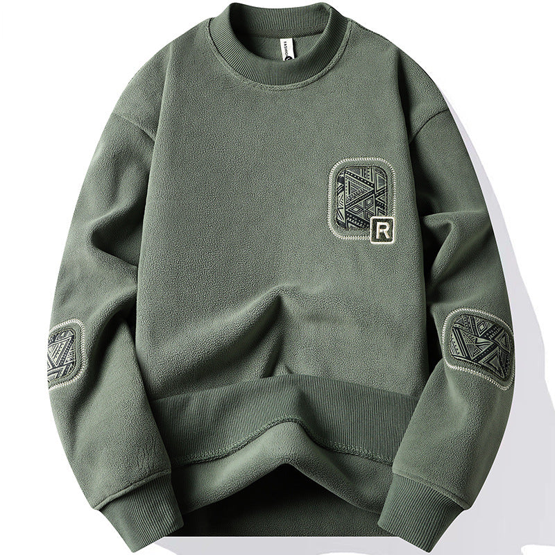 Pull homme à col rond et patchs décoratifs - Bjornik